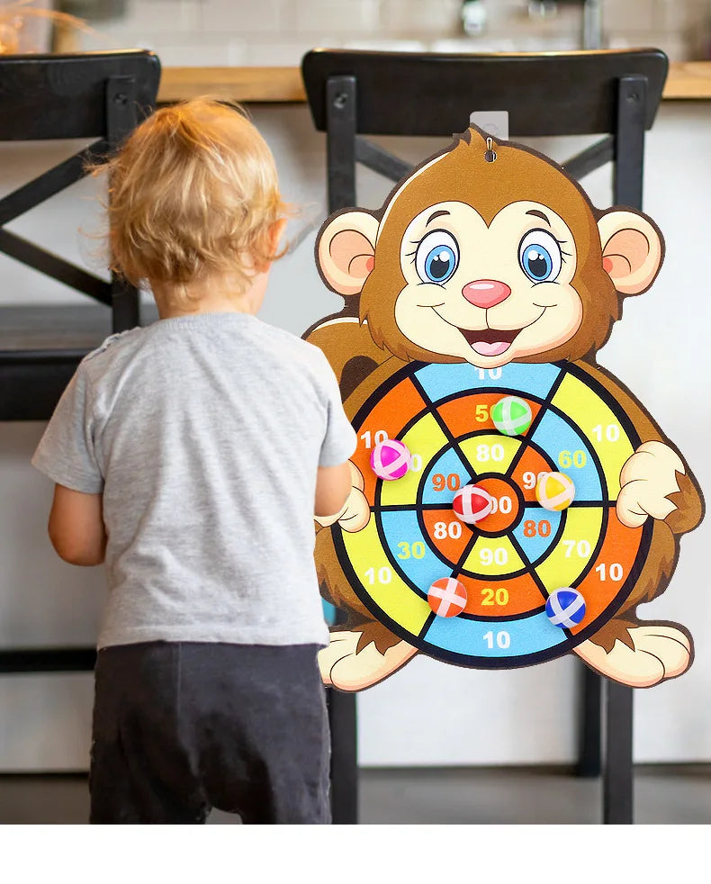 Children Sticky Ball Dart Target Board Cartoon Throw Ball Target Sticky Ball Board Interactive Educational Toy Christmas Gift