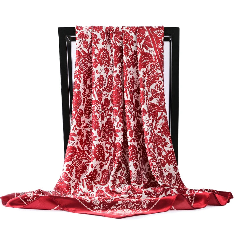 Scarves For Women Print Silk Satin Head Scarf Female Luxury Brand Square Shawl Large Hijab Scarfs