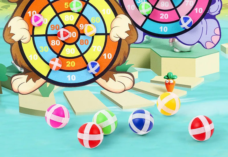 Sticky Ball Dart Target Board Cartoon Throw Ball Target Sticky Ball Board Interactive Educational Toy Christmas Gift