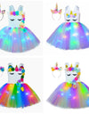 Girl Unicorn Dresses for Girls Tutu Princess Party Dresses with LED Lights Flower Birthday Party Cosplay Costume Girls Clothing