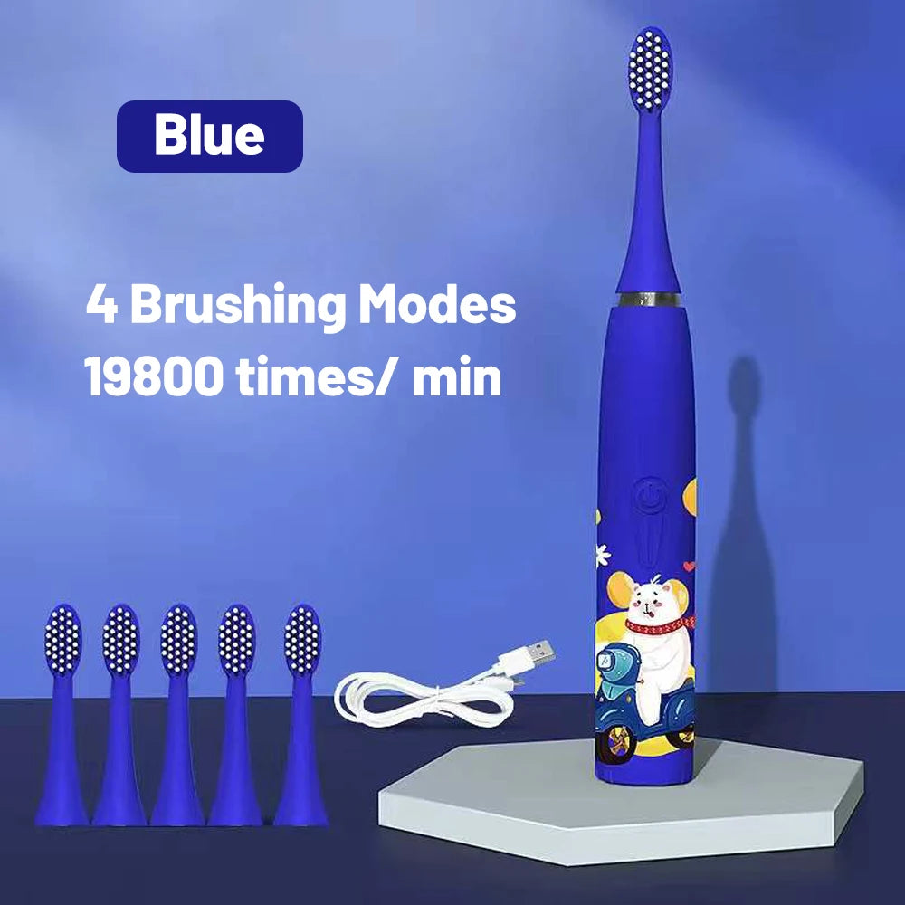 For  Electric Toothbrush Cartoon Pattern with Replace The Toothbrush Head Ultrasonic Electric Toothbrush