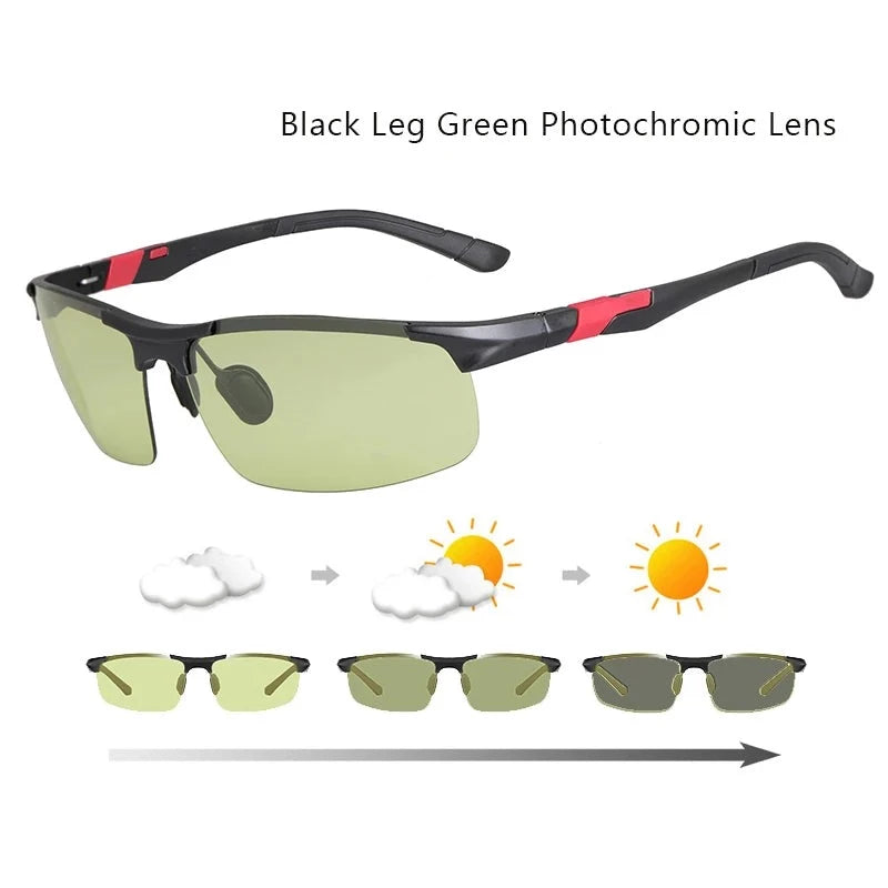 AL-Mg Photochromic Sunglasses Men Driving Sunglasses Men's Polarized Sunglasses