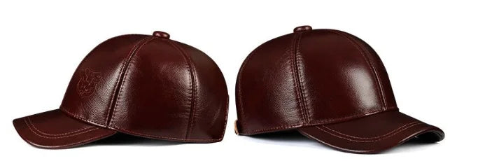 Man Genuine Leather Baseball Caps Male Casual Cowhide Belt Ear Warm 56-60 Adjustable Sprot Flight Hats