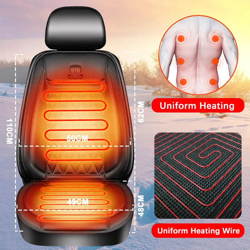 Heated Car Seat Cover 12-24V Universal Car Seat Heater 30'S Fast Heating Pad Thicken Car Heated Seat Cushion Warm Seat Protector