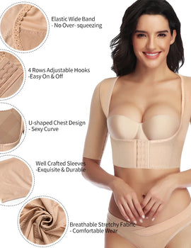 Back Support Upper Arm Shaper Post Surgical Slimming Underwear Compression Sleeves Posture Corrector Tops Shapewear for Women
