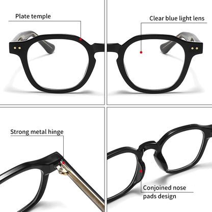 Acetate Johnny Depp Men Women The Blu-Ray Computer Goggles Round Transparent  Eyeglass Frame Blue Blocking Glasses