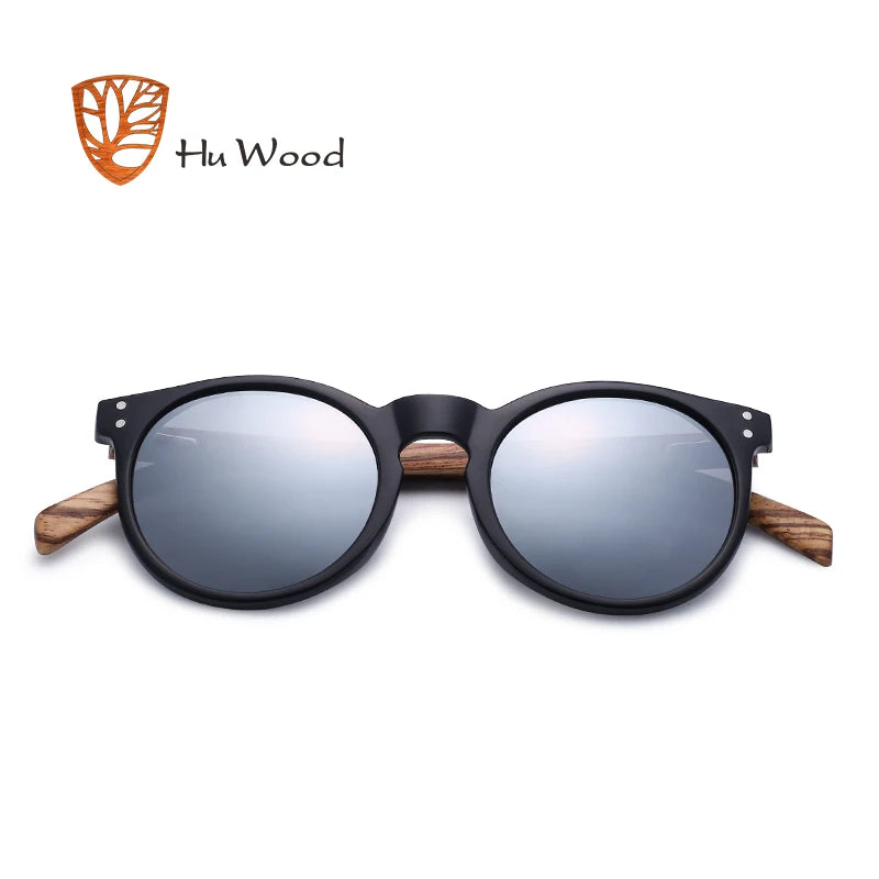 Polarized Sunglasses Wood Earpieces Fashion Round Sun Glasses Mirror Lens UV400