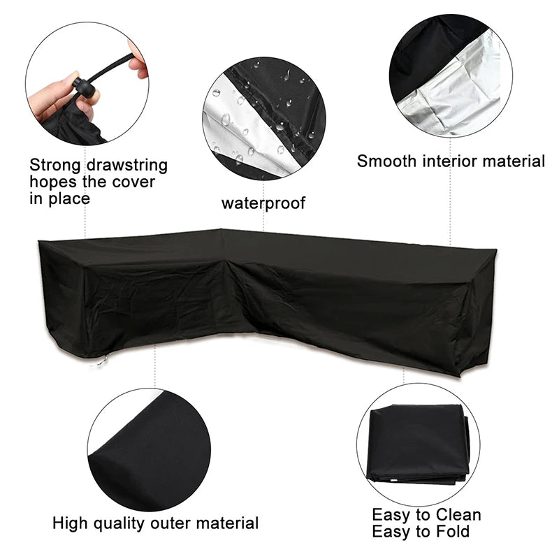 Waterproof L Shape Patio Furniture Cover Outdoor Garden Sofa Dustproof Rain Snow UV Protector
