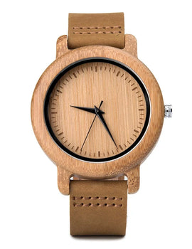 Watches Top Brand Luxury Quartz Leather Silicone Strap Bamboo Wristwatch