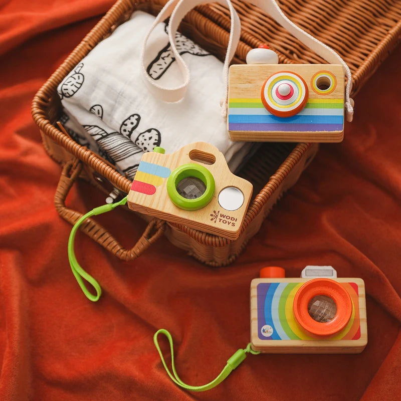 Wooden Fashion Camera Baby Toys Pendant Baby Block Montessori Toys for Children Wooden DIY Presents Nursing Gift Outdoor Toys