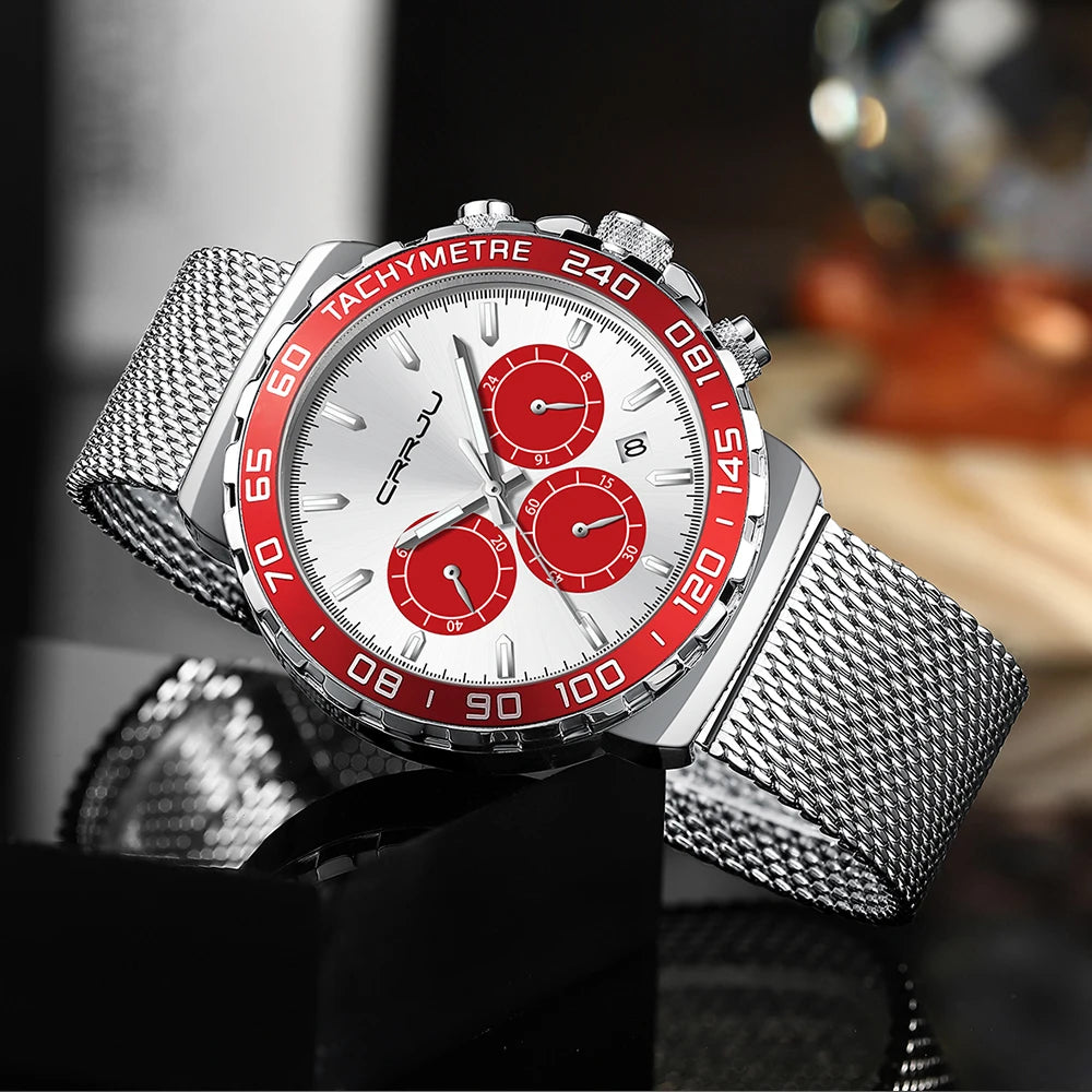 Men Watch Quartz New Japanese Chronograph Top Brand Waterproof Stainless Wristwatches with date Relogio Masculino