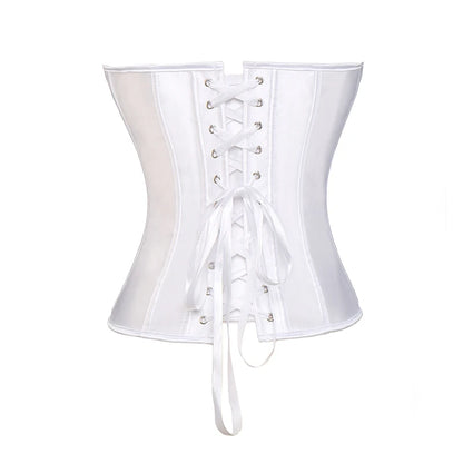 Bustiers & Corsets Gothic Steampunk Corset Lace Up Boned Overbust Bustier Tops Waist Trainer Corselet Satin Strapless Corsages