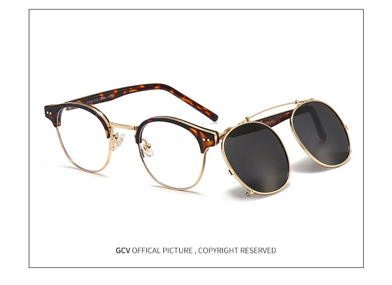 Double Layer Removable Lens Polarized UV400 Gothic Retro Steampunk Sunglasses for Men Women