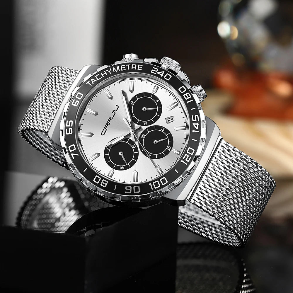 Men Watch Quartz New Japanese Chronograph Top Brand Waterproof Stainless Wristwatches with date Relogio Masculino