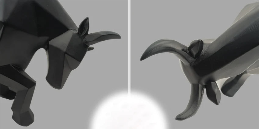 Geometric Resin Bull Statue Bison Sculpture Decoration Abstract Animal Figurine Room Desk Home Decoration Gift