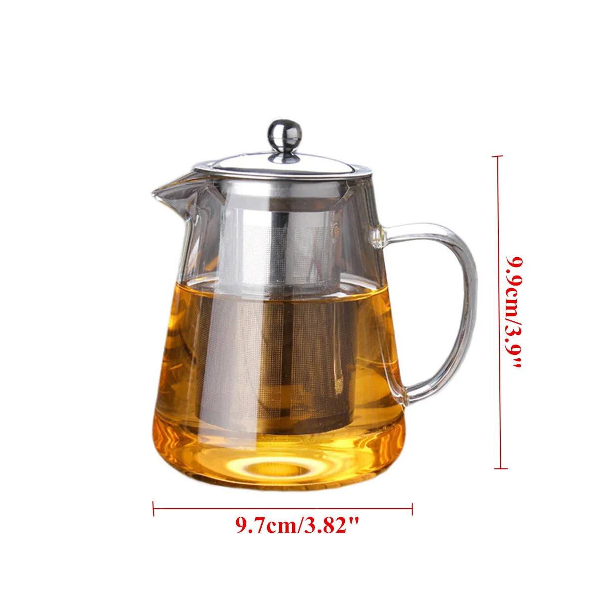 Heat Resistant Glass Teapot with Stainless Steel Infuser and Lid 950ml