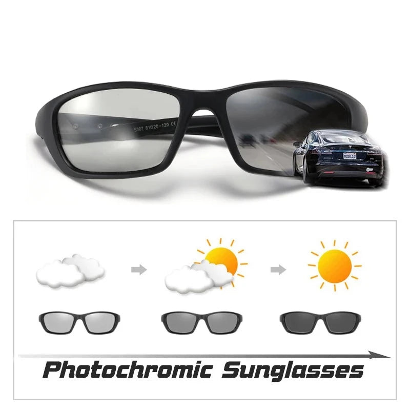 Polarized Photochromic Outdoor Sport Sunglasses for Men Day and Night Vision UV400