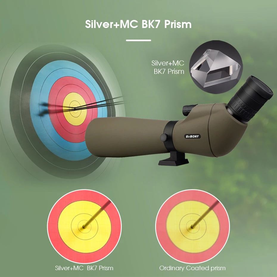 SV401 20-60x80 Spotting Scope BK7 Silver + MC Prism IPX6 Waterproof spyglass with Tripod Camping Equipment