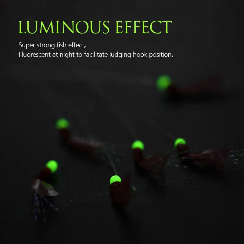 Fishing Hook Saltwater Bionic String Hooks Rigs Luminous Beans Strong Bait Sea Fish 6 Pcs  Fish Hooks