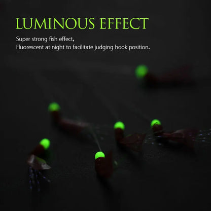 Fishing Hook Saltwater Bionic String Hooks Rigs Luminous Beans Strong Bait Sea Fish 6 Pcs  Fish Hooks