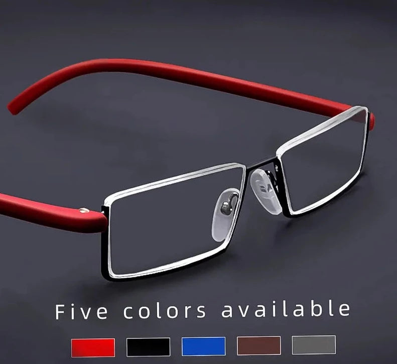 Metal Anti-Blue Light Reading Glasses Men Half Frame Prescription Eyeglasses Male TR90 Eyewear With Case +1.75