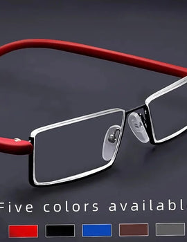 Metal Anti-Blue Light Reading Glasses Men Half Frame Prescription Eyeglasses Male TR90 Eyewear With Case +1.75