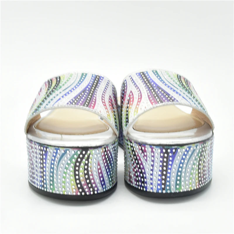 Summer Women's Mid Heels Slippers Nigerian Women Sandal High Quality Hot Selling Italian Style Slingbacks African Women Slippers