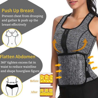 Neoprene Waist Trainer Sweat Sauna Suit Waist Cincher Slimming Vest Adjustable Waist Trimmer Belt Tank Top Shapewear