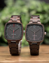 Quartz Watches Unisex Lover's Fashion Wristwatch Male With Ebony Wood