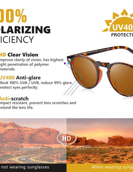 Women Ultralight TR90 Polarized Sunglasses Women Driving Round Leopard Shades