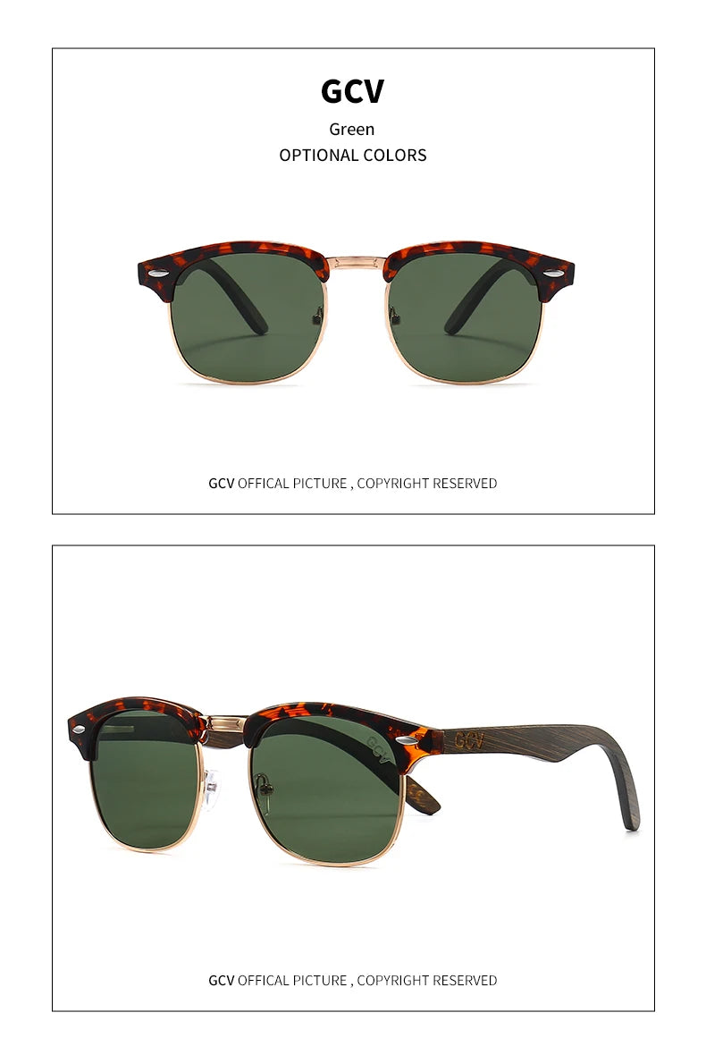 Handmade Wooden Semi Rimless Polarized UV400 Butterfly Sunglasses for Men Women Retro Party Eyewear