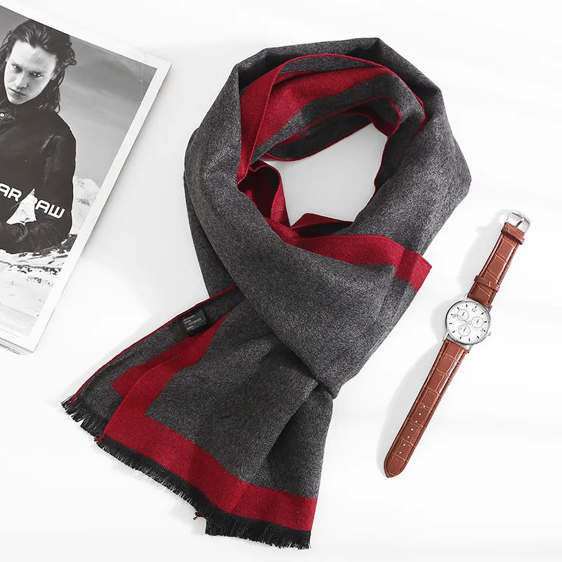Scarves Man Autumn Winter Thick Warm Cashmere Business Long Wraps Boy Classic Shawl muffler