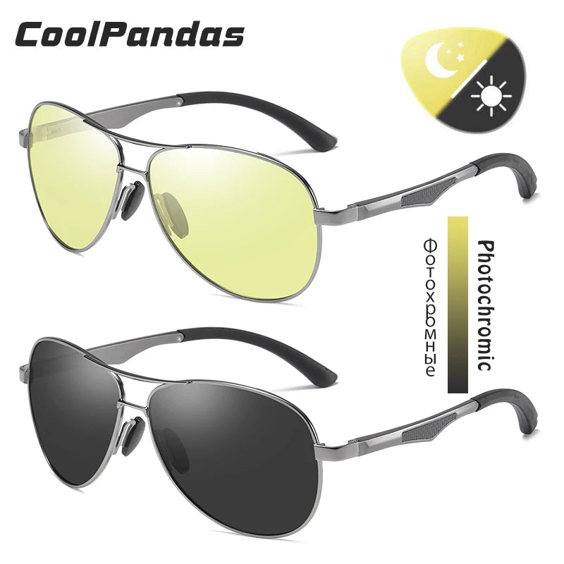Aviation Photochromic Polarized UV400 Night Vision Driving Sunglasses for Men Women