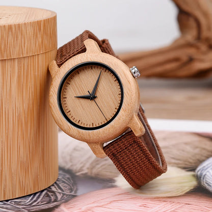 Couple Wood Watches Men Ladies Lightweight Simple Nylon Bracelet Japan Quartz Wristwatch Male