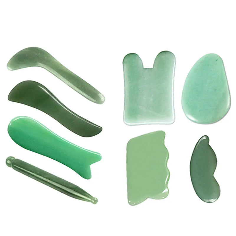 Natural Jade Gua sha Stone Board Massage Rose Quartz Guasha Plate Jade Face Massager Scrapers Tools for Face Neck Back Body