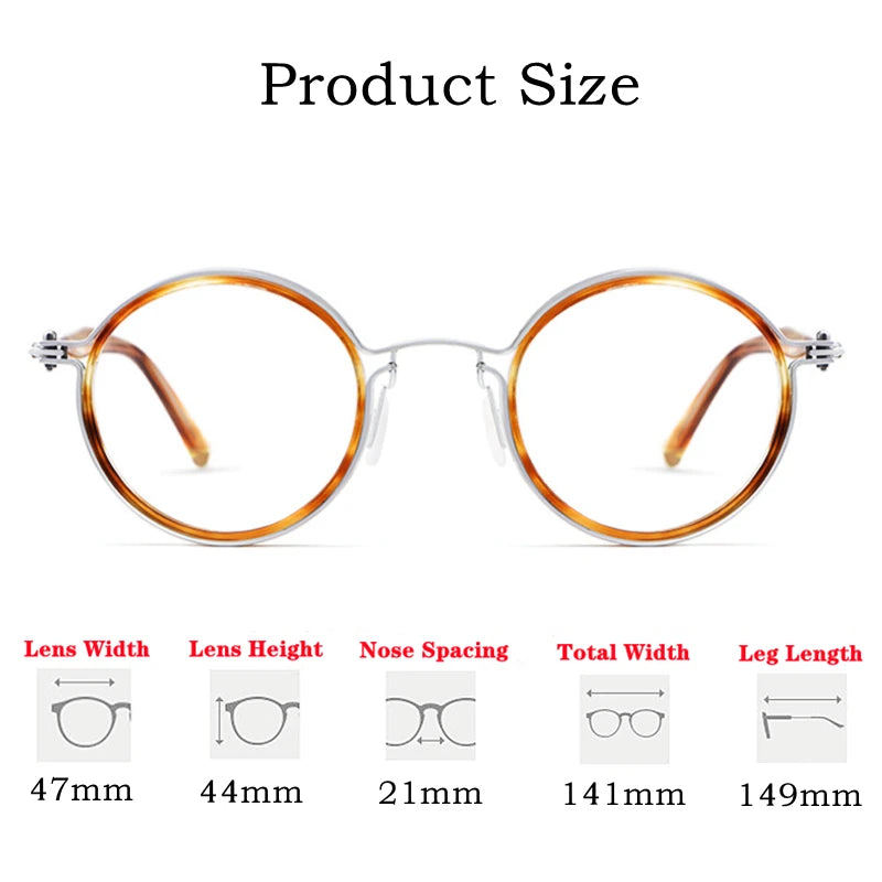 Retro Plate Pure Titanium Round Eyeglasse Frame Ultra-light and Comfortable Optical Prescription Glasses Frame H33088