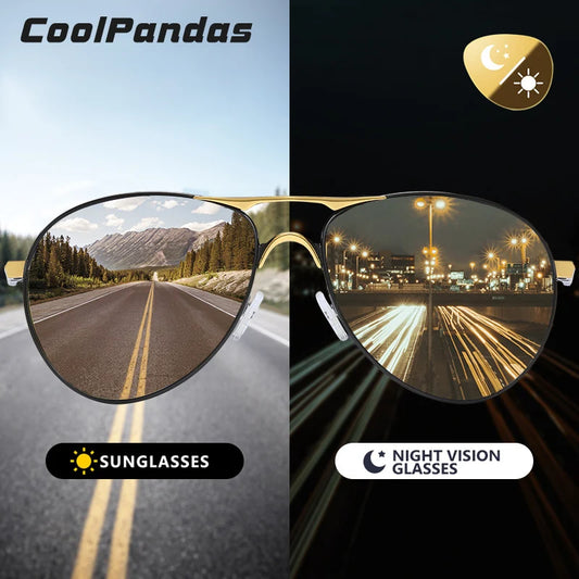 Intelligent Aviation Photochromic Polarized UV400 Day Night Driving Sunglasses for Men Women