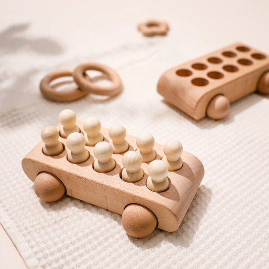 Wooden Montessori Toys For Babies Beech Hand Cart 10pcs DIY Wood Dolls Educational Toy For Babies Baby Room Decoration Baby Gift