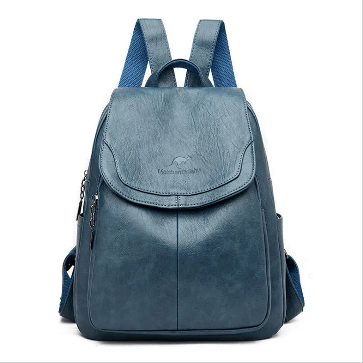Soft Leather Backpacks Vintage Female Shoulder Bags Casual Travel Ladies Bagpack School Bags