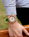 Watches Top Brand Luxury Quartz Leather Silicone Strap Bamboo Wristwatch