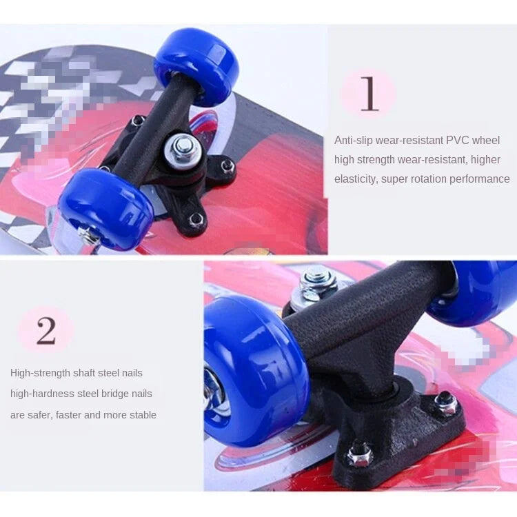 60CM Skateboard Beginner Cartoon Skateboard Maple Wood Deck Skate Board Outdoor Long Board Double Rocker Skateboard