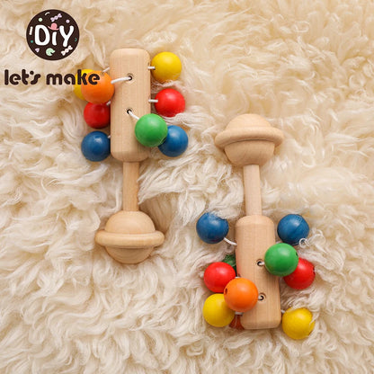 let's make Baby Wood Toys Rattle Newborn Infant Montessori Educational Wooden Ball 0 Up To 1 Year Games For Babies Gift New