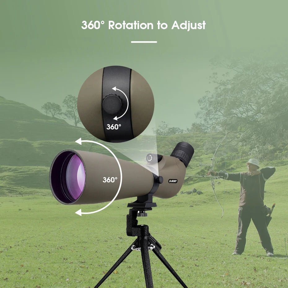 SV401 20-60x80 Spotting Scope BK7 Silver + MC Prism IPX6 Waterproof spyglass with Tripod Camping Equipment