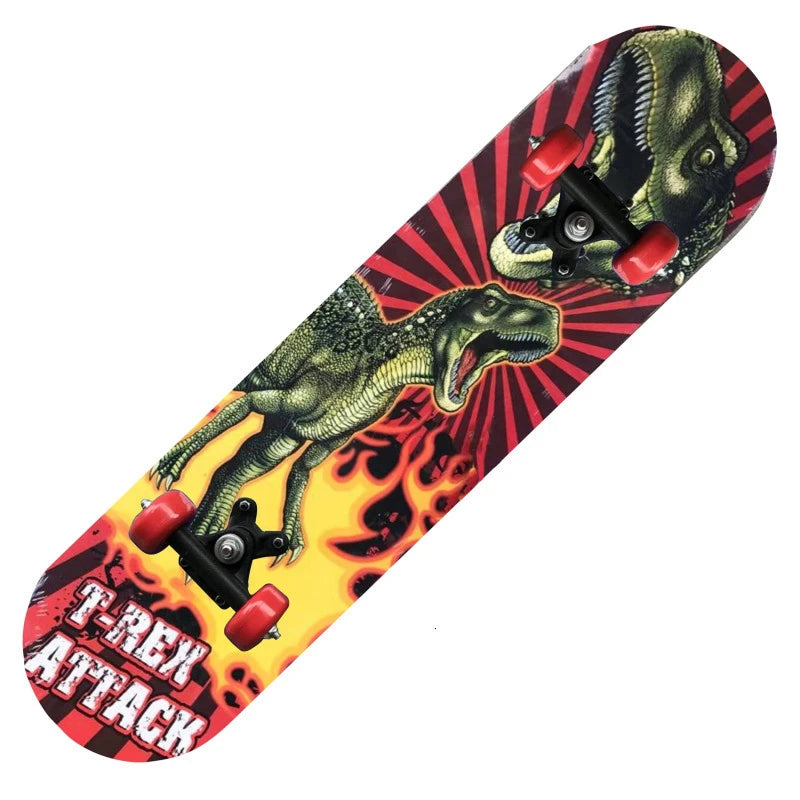 60CM Skateboarding Cartoon Skateboard Dinosaur Spider Longboard Marple Double Rocker For  Skate Board ern
