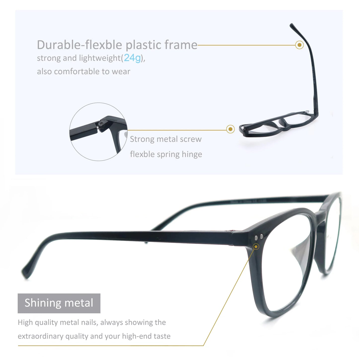 Reading Glasses Colorful Frame Readers Ladies Lightweight Flexible Spring Hinge Presbyopia