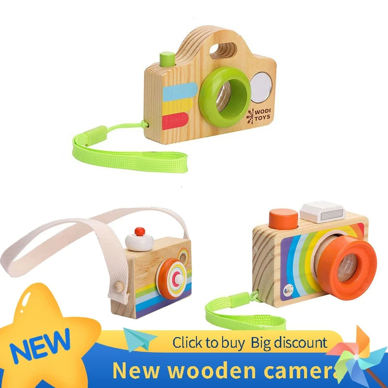 Wooden Fashion Camera Baby Toys Pendant Baby Block Montessori Toys for Children Wooden DIY Presents Nursing Gift Outdoor Toys