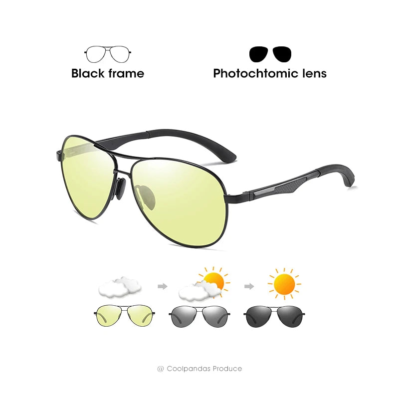 Aviation Photochromic Polarized UV400 Night Vision Driving Sunglasses for Men Women