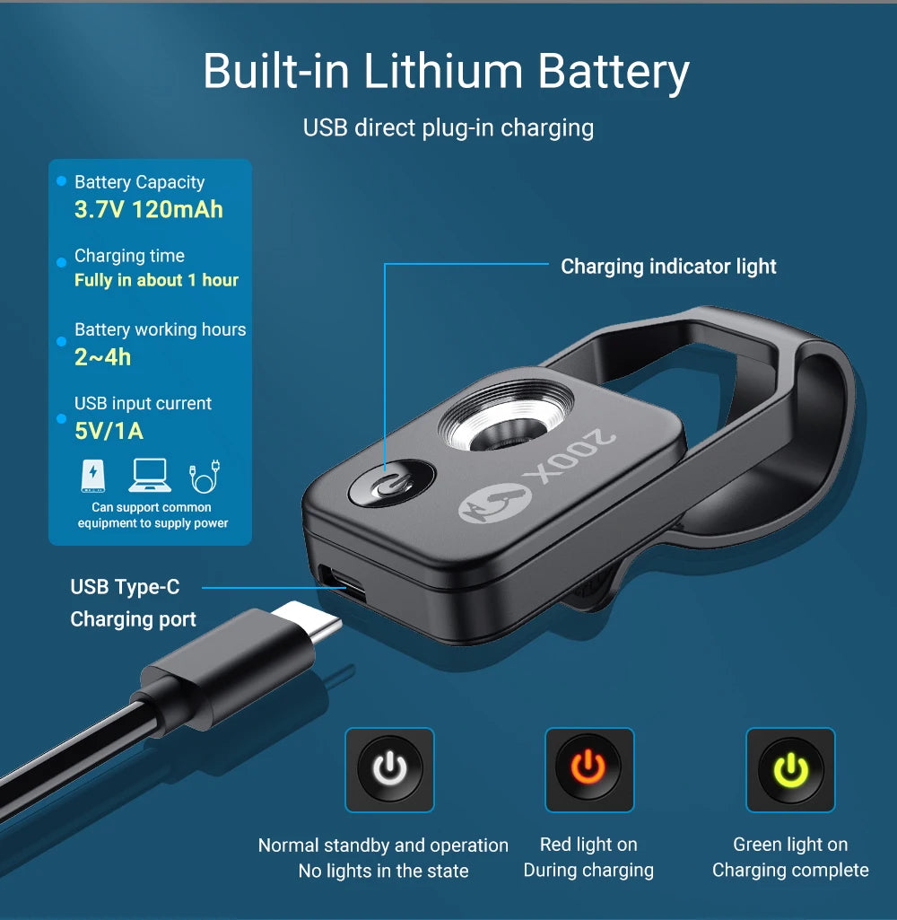 200X Smartphone Microscope Lens with LED Light Universal Clip