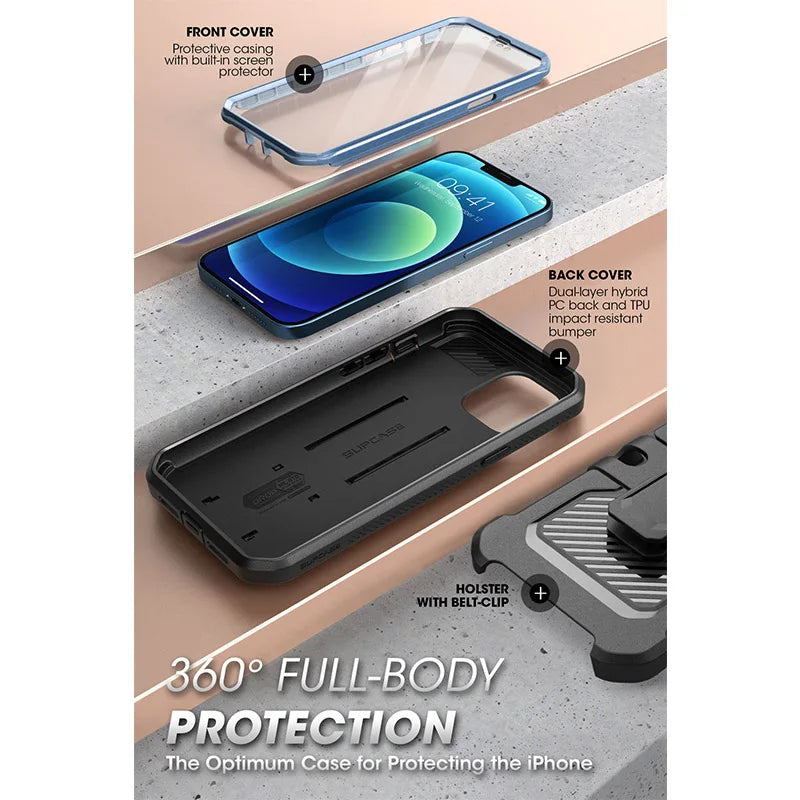 For iPhone 13 Pro Max Case 6.7" (2021) UB Pro Full-Body Rugged Holster Cover with Built-in Screen Protector & Kickstand