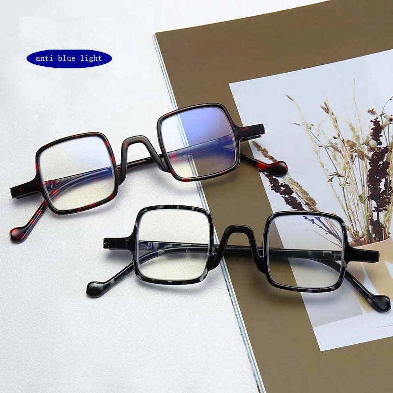 Anti Blue Light Glasses Women Square Frame Eyewear Men Retro Reading Glasses 16g  Unisex Comfortable Presbyopic  Glasses